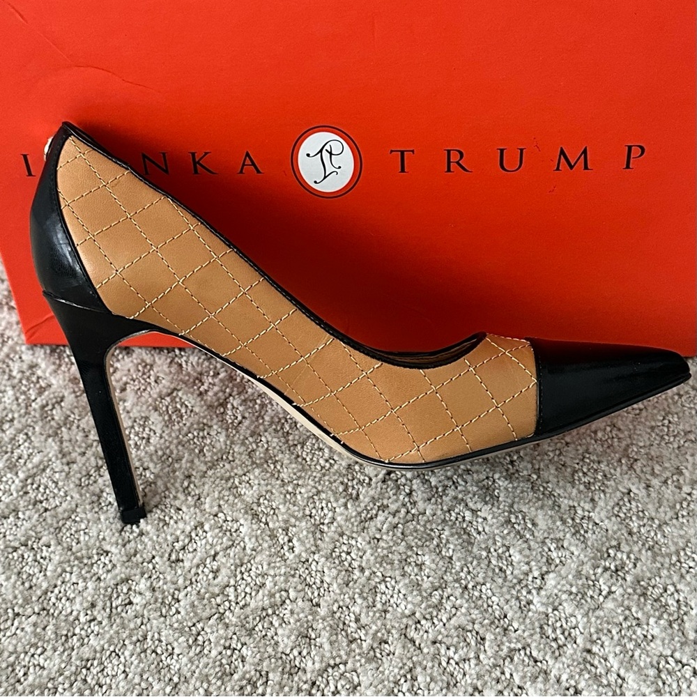Ivanka Trump Black and Tan Pointy-Toe Heels - Picture 11 of 16